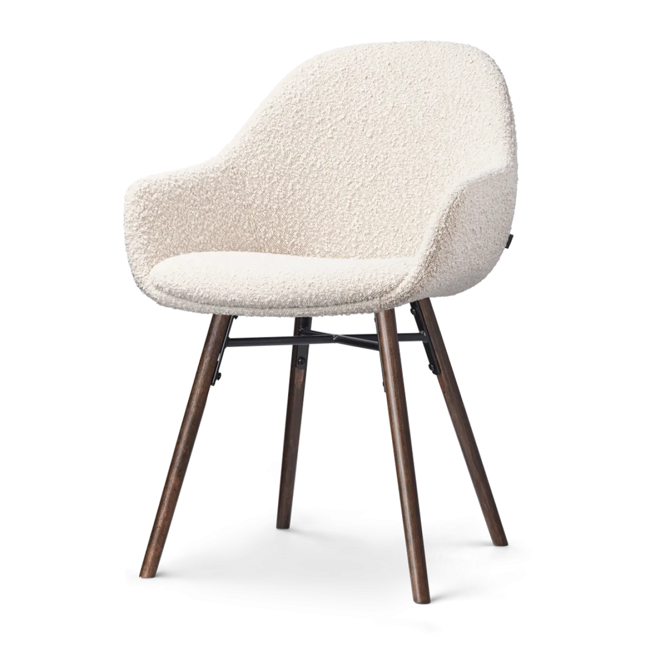 Eetkamerstoel Nena-Mae bouclé beige - walnoten onderstel
