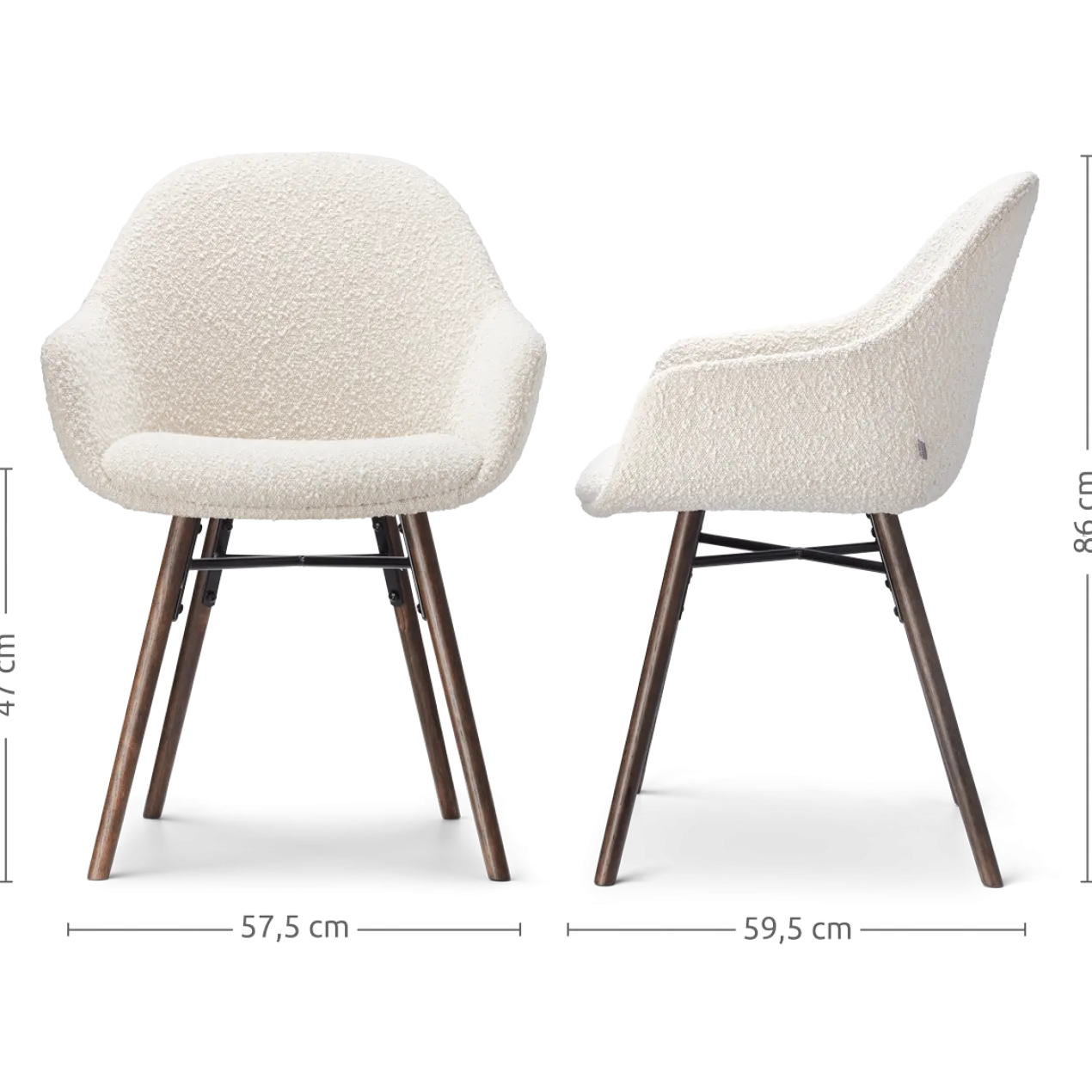 Eetkamerstoel Nena-Mae bouclé beige - walnoten onderstel