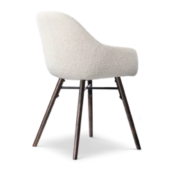 Eetkamerstoel Nena-Mae bouclé beige - walnoten onderstel