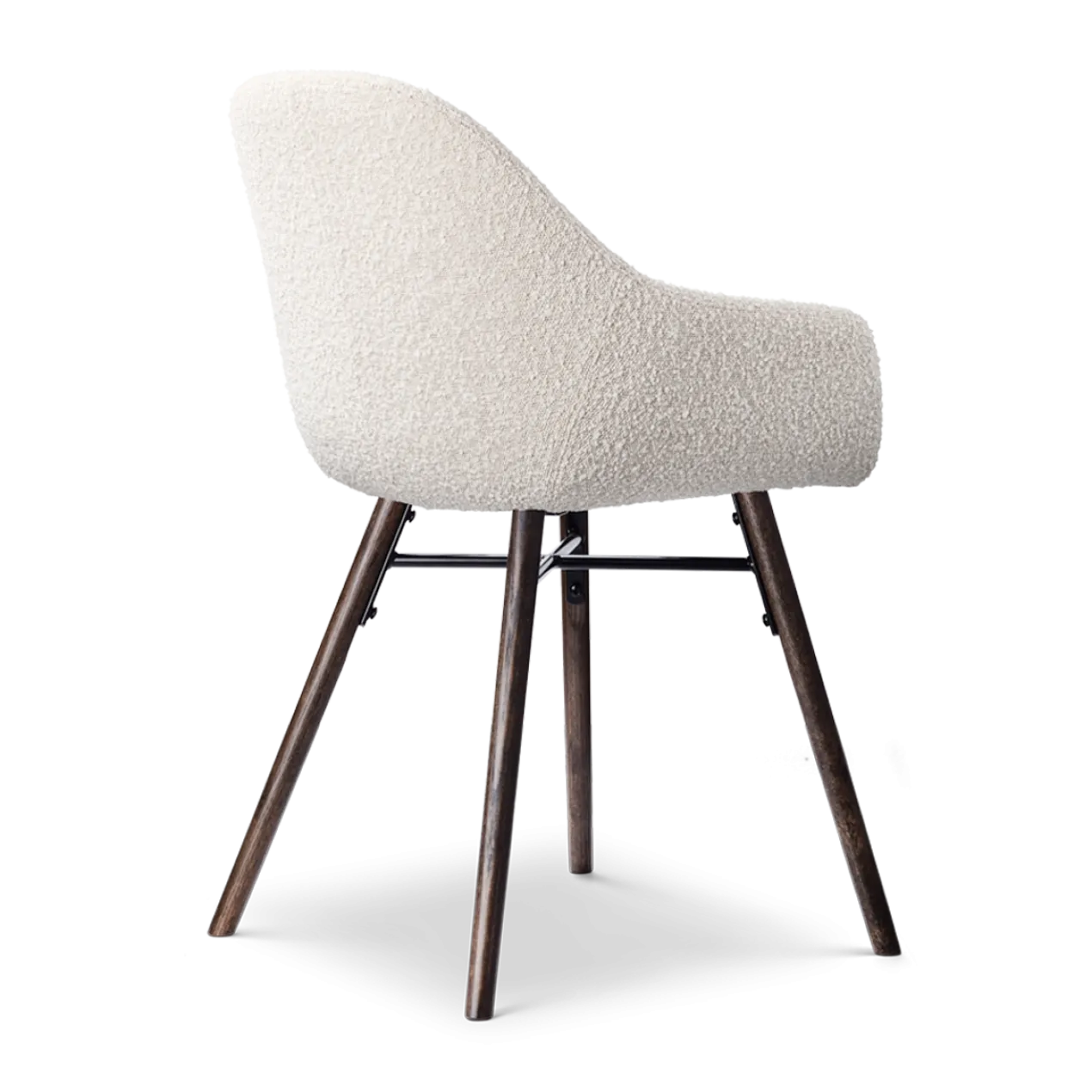 Eetkamerstoel Nena-Mae bouclé beige - walnoten onderstel