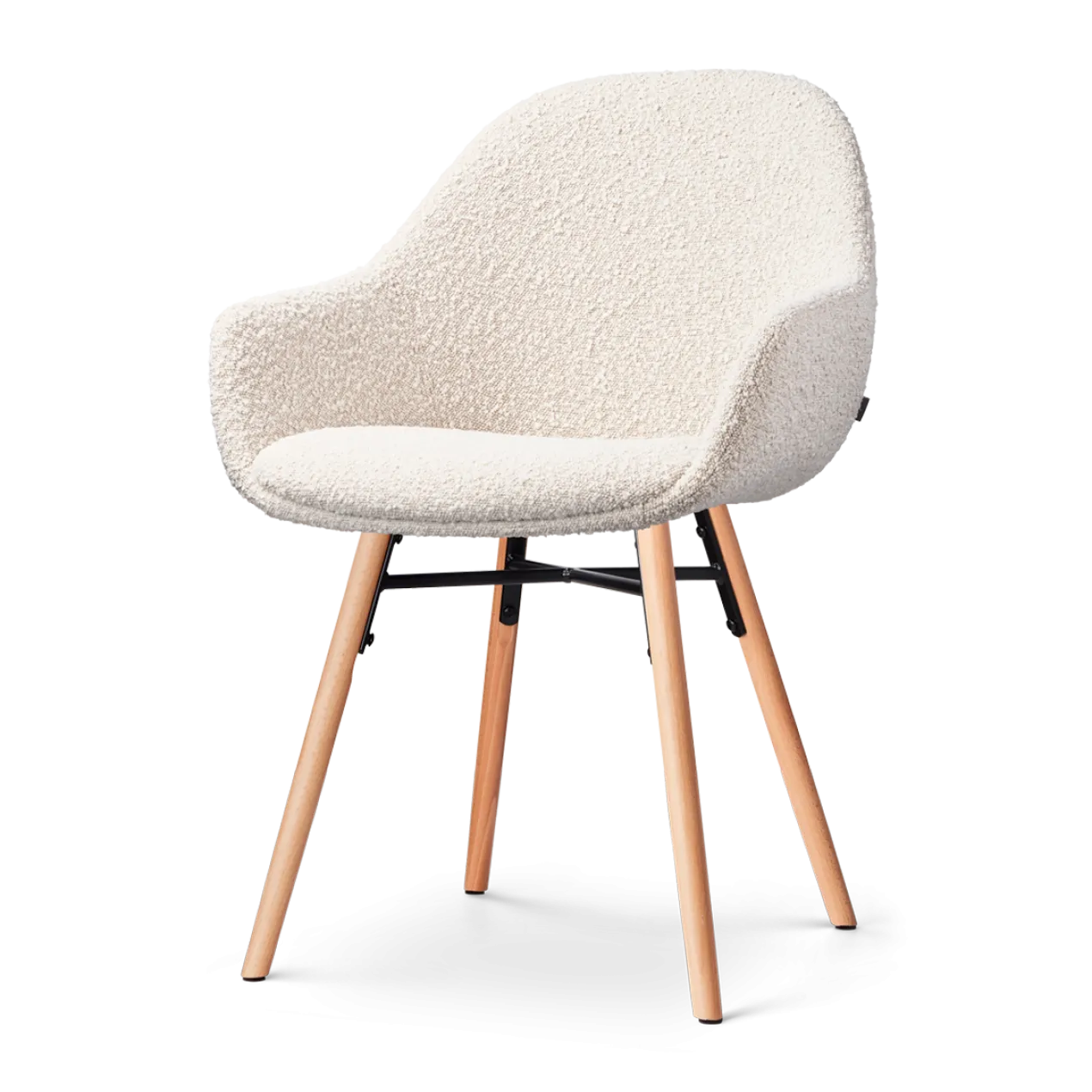 Eetkamerstoel Nena-Mae bouclé beige - naturel onderstel