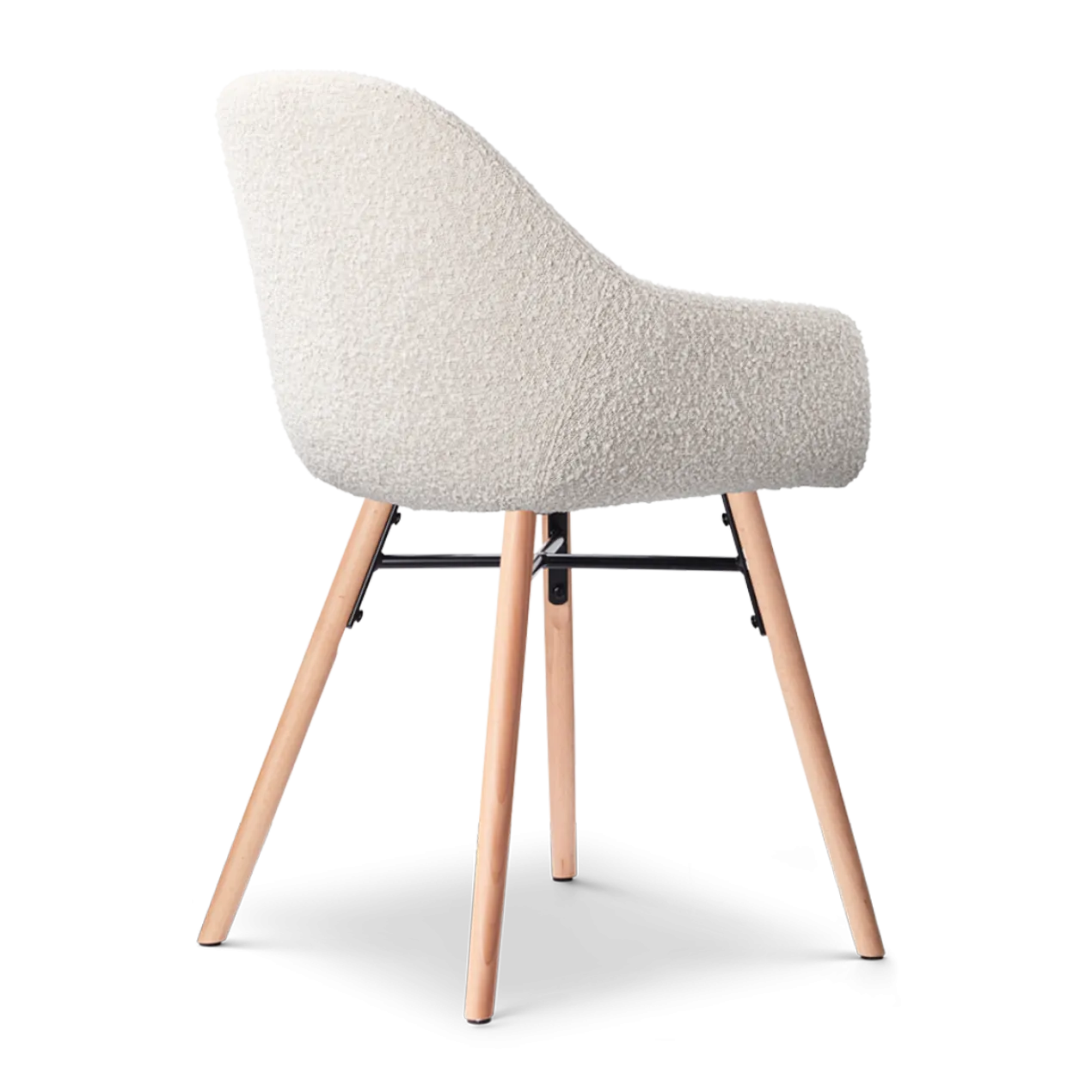 Eetkamerstoel Nena-Mae bouclé beige - naturel onderstel
