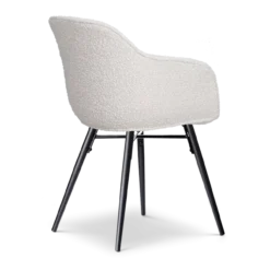 Eetkamerstoel Nena-Mare bouclé beige - zwart onderstel