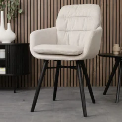 Eetkamerstoel Nena-Mia beige - zwart onderstel
