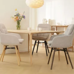 Eetkamerstoel Nena-Mia beige - zwart onderstel