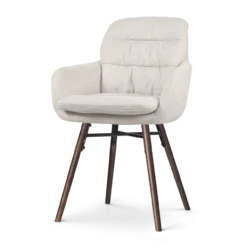 Eetkamerstoel Nena-mia beige - walnoot houten onderstel