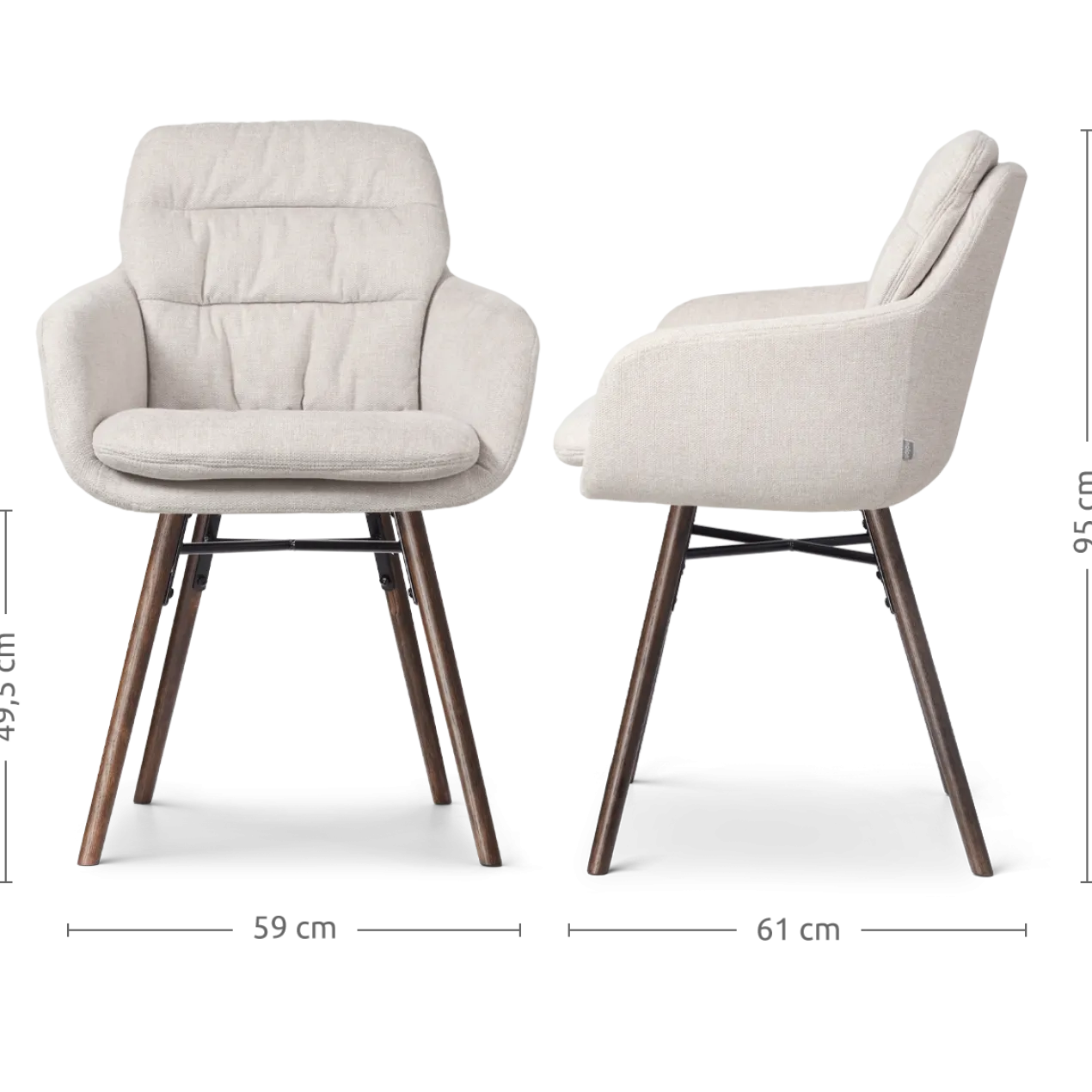 Eetkamerstoel Nena-mia beige - walnoot houten onderstel