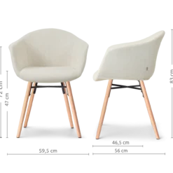 Eetkamerstoel Nena-Otis houten onderstel cottonbeige