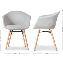Eetkamerstoel Nena-Otis lichtgrijs - houten - set van 2