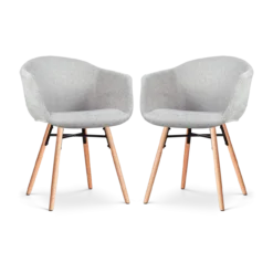 Eetkamerstoel Nena-Otis lichtgrijs - houten - set van 2
