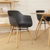 Eetkamerstoel Nena-Puk - houten onderstel - set van 2 Zwart
