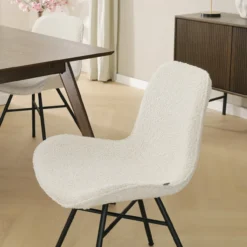 Eetkamerstoel Noa-Fé bouclé beige - zwart onderstel