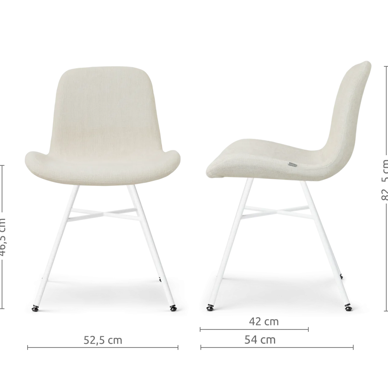 Eetkamerstoel Noa-Fé wit onderstel cottonbeige