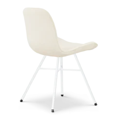 Eetkamerstoel Noa-Fé wit onderstel rib beige
