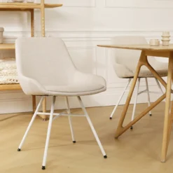 Eetkamerstoel Noa-Isa beige - wit onderstel