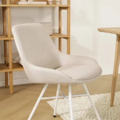 Eetkamerstoel Noa-Isa beige - wit onderstel
