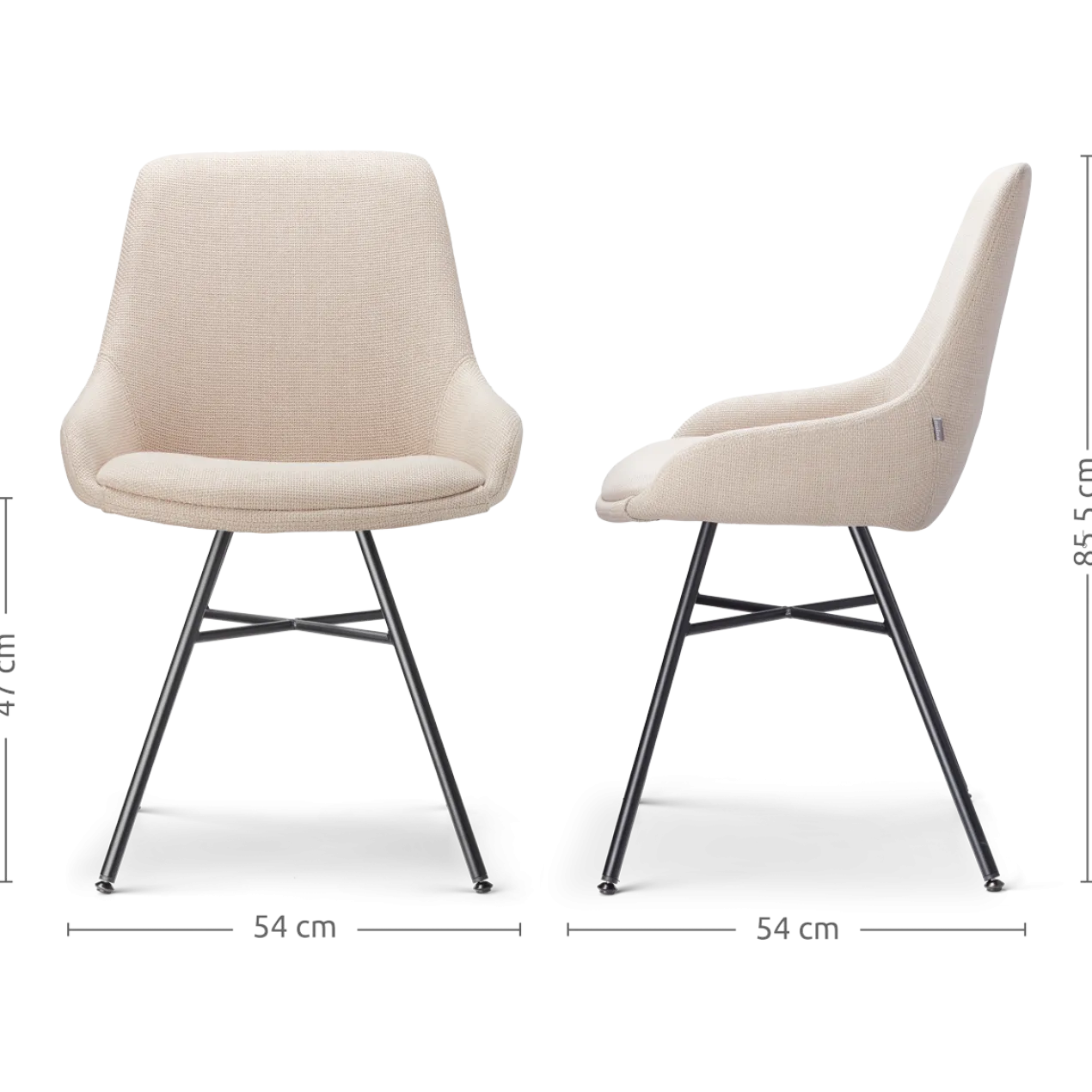Eetkamerstoel Noa-Isa beige - zwart onderstel