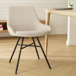 Eetkamerstoel Noa-Isa beige - zwart onderstel