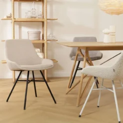 Eetkamerstoel Noa-Isa beige - zwart onderstel