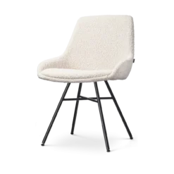 Eetkamerstoel Noa-Isa bouclé beige - zwart onderstel