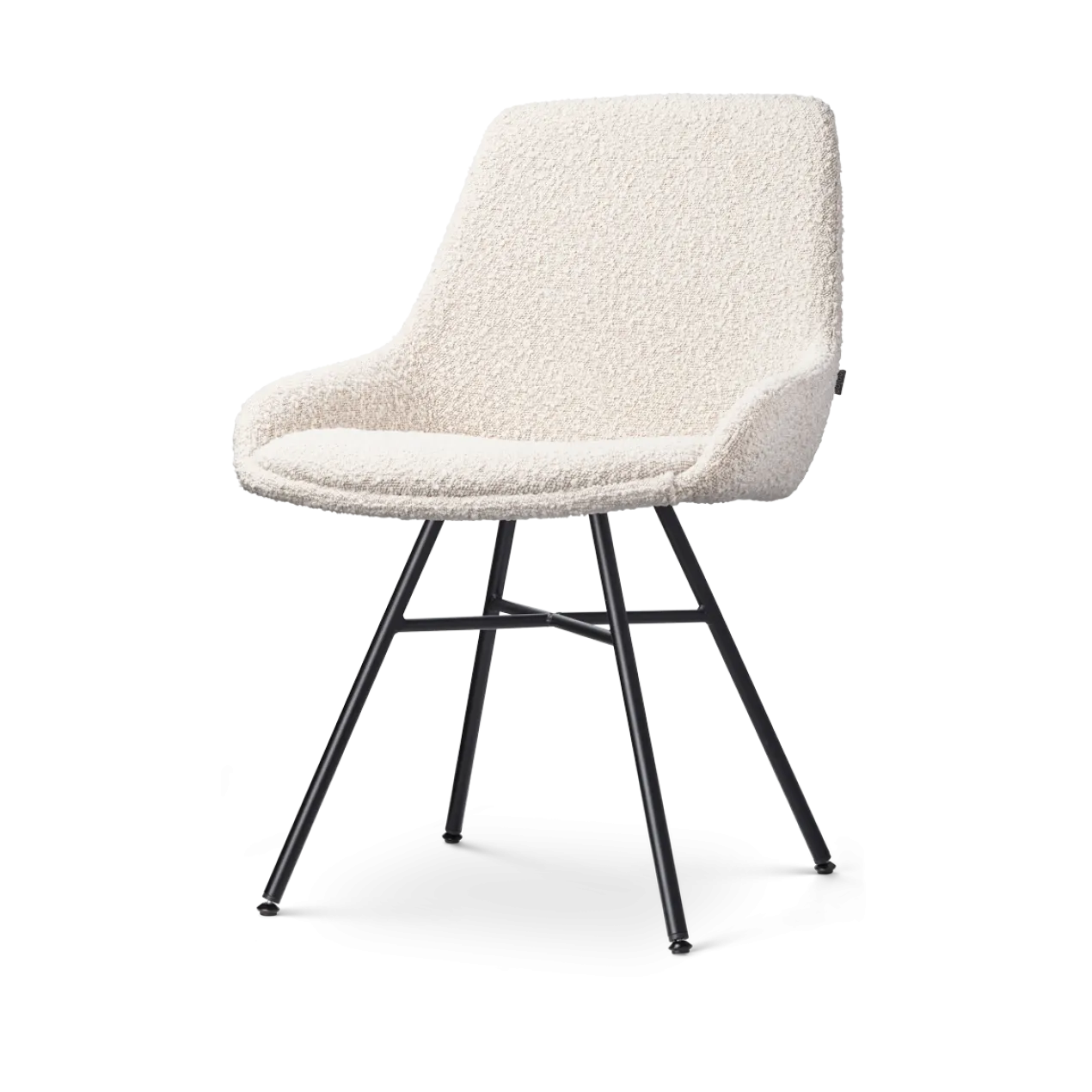 Eetkamerstoel Noa-Isa bouclé beige - zwart onderstel