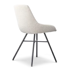 Eetkamerstoel Noa-Isa bouclé beige - zwart onderstel