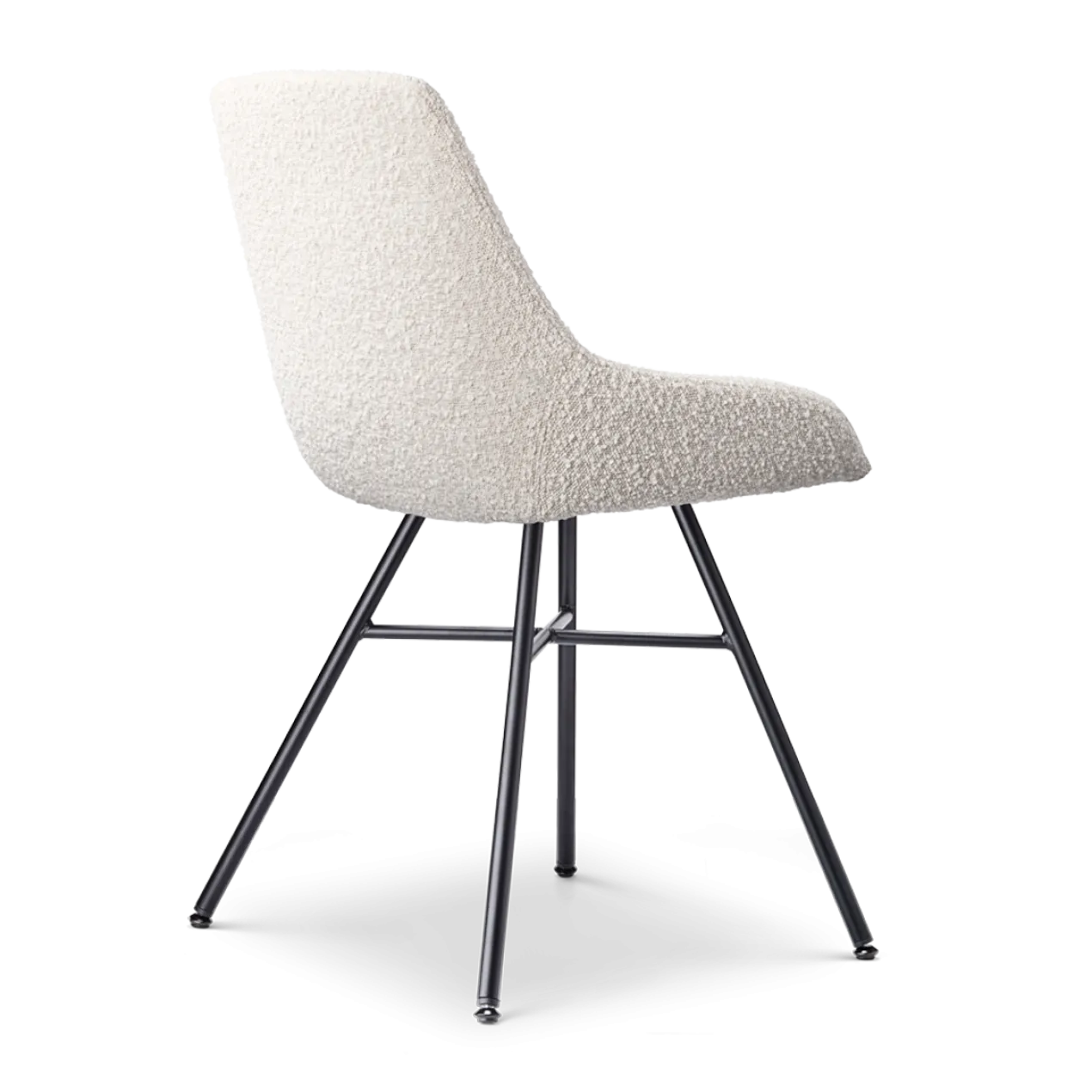 Eetkamerstoel Noa-Isa bouclé beige - zwart onderstel