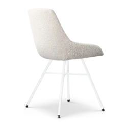 Eetkamerstoel Noa-Isa bouclé beige - wit onderstel