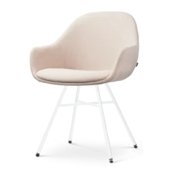 Eetkamerstoel Noa-Mae beige - wit onderstel