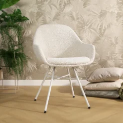 Eetkamerstoel Noa-Mae beige - wit onderstel