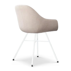 Eetkamerstoel Noa-Mae beige - wit onderstel
