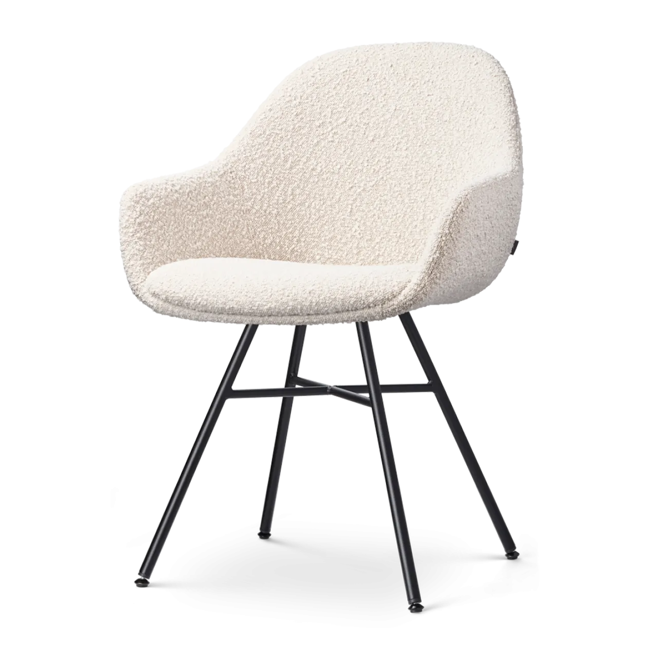 Eetkamerstoel Noa-Mae bouclé beige - zwart onderstel