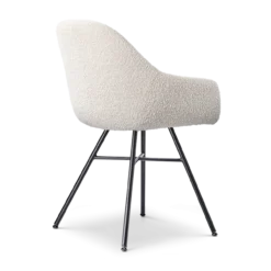 Eetkamerstoel Noa-Mae bouclé beige - zwart onderstel