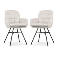Eetkamerstoel Noa-Mia beige - zwart onderstel - set van 2