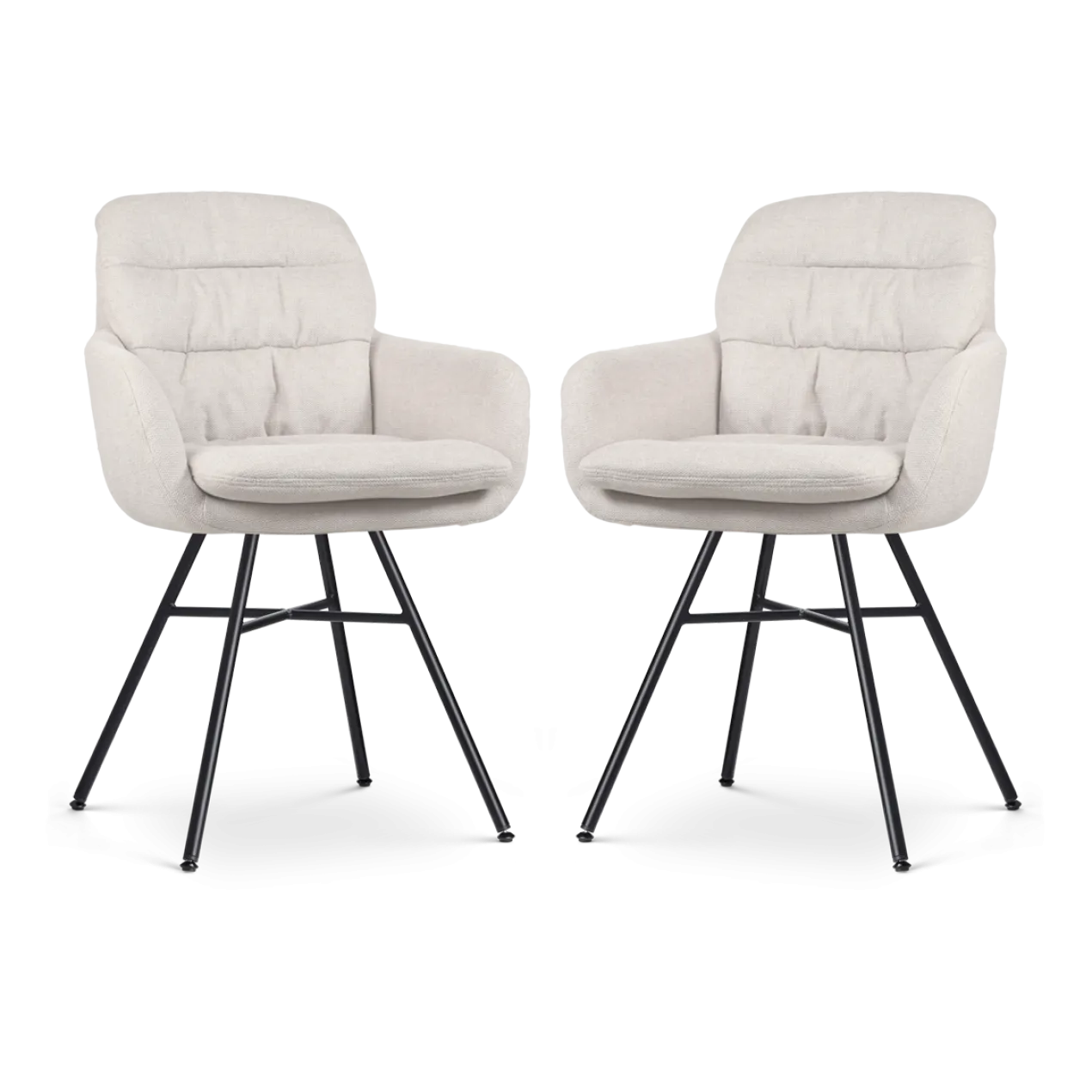 Eetkamerstoel Noa-Mia beige - zwart onderstel - set van 2
