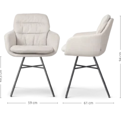 Eetkamerstoel Noa-Mia beige - zwart onderstel - set van 2