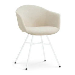 Eetkamerstoel Noa-Otis wit onderstel cottonbeige