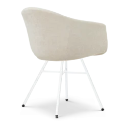 Eetkamerstoel Noa-Otis wit onderstel cottonbeige