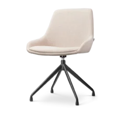 Eetkamerstoel Nola-Isa beige draaibaar - zwart onderstel