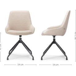 Eetkamerstoel Nola-Isa beige draaibaar - zwart onderstel