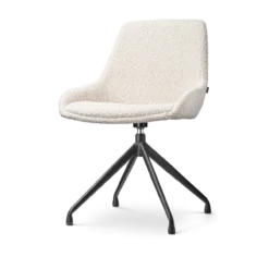 Eetkamerstoel Nola-Isa bouclé beige - zwart onderstel