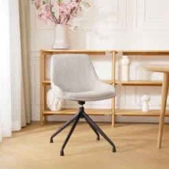 Eetkamerstoel Nola-Isa grijs beige gemêleerd draaibaar zwart