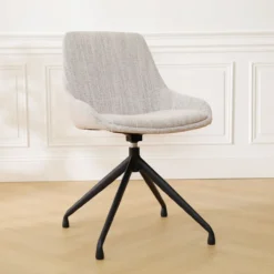 Eetkamerstoel Nola-Isa grijs beige gemêleerd draaibaar zwart