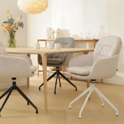 Eetkamerstoel Nola-Mia beige - zwart onderstel