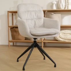 Eetkamerstoel Nola-Mia beige - zwart onderstel