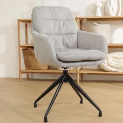 Eetkamerstoel Nola-Mia beige - zwart onderstel