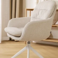 Eetkamerstoel Nola-Mia beige - wit onderstel