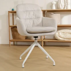 Eetkamerstoel Nola-Mia beige - wit onderstel