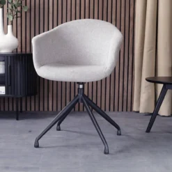 Eetkamerstoel Nola-Otis draaibaar beige - zwart - set van 2