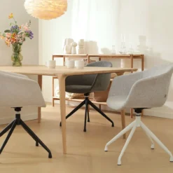 Eetkamerstoel Nola-Otis draaibaar beige - zwart - set van 2